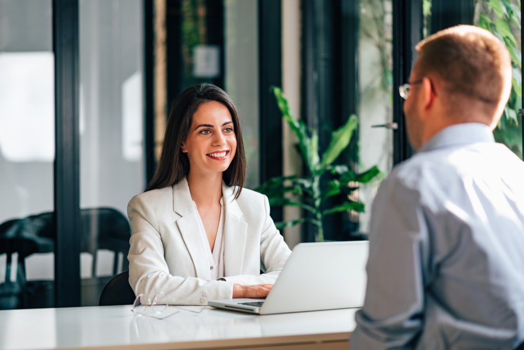 Woman at an interview